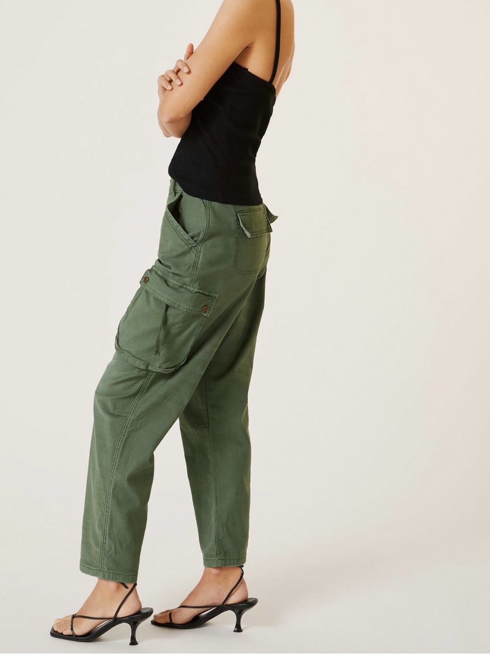Pilcro Olive Green Wide-Leg Cargo Pants